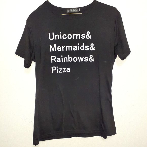 Unicorn Mermaid Rainbow and Pizza XXL Basic Tee - Picture 1 of 4